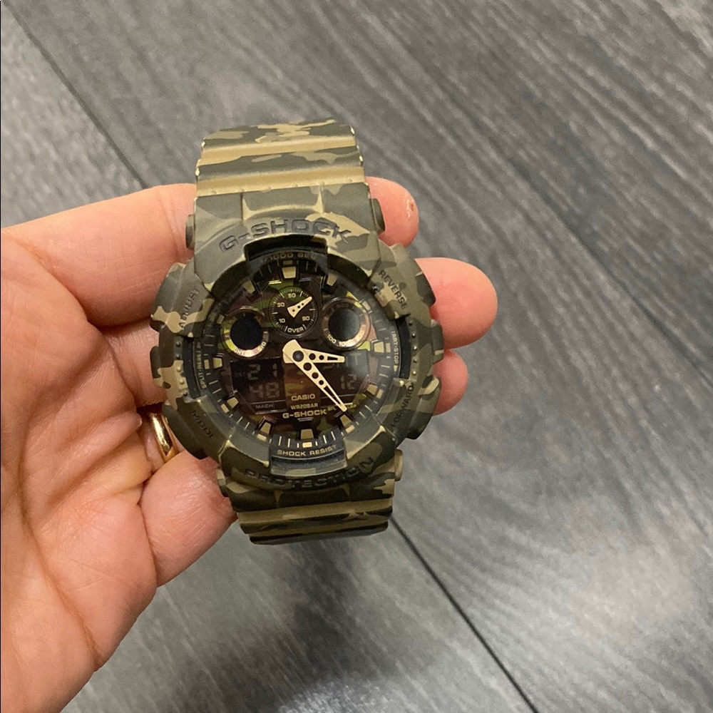 G-Shock Green and Black Camouflage Watch
